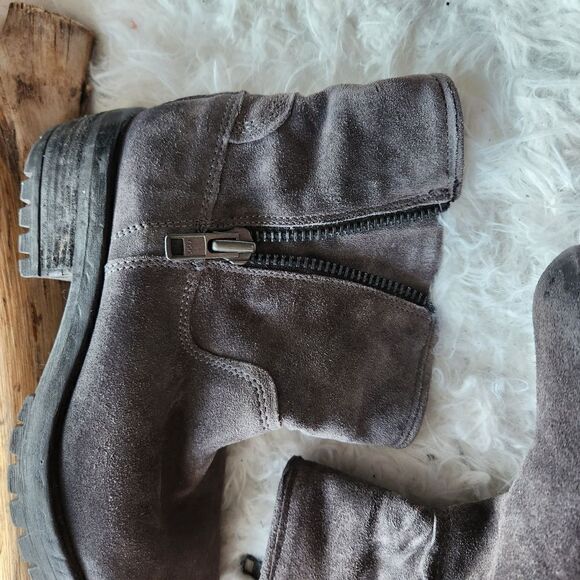 Khrio nubuck lug bottom ankle boots gray brown - Picture 3 of 14